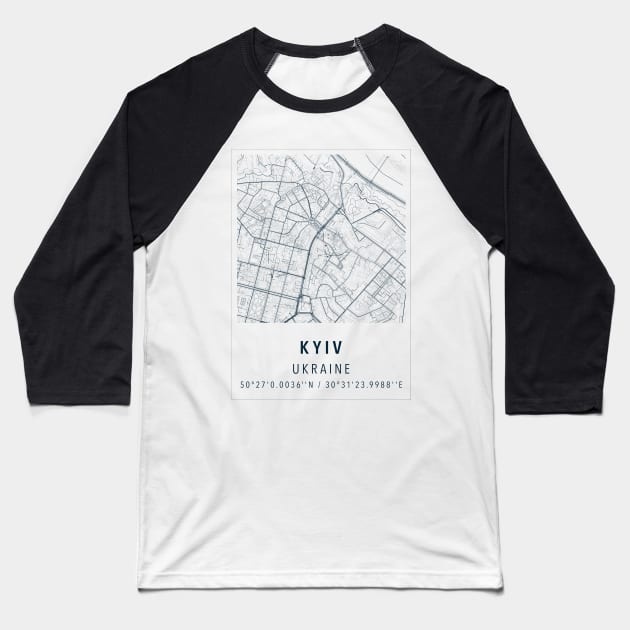 KYIV UKRAINE SIMPLE MAP Baseball T-Shirt by boy cartograph